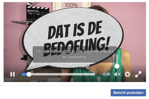 Geluid uit ondertiteling aan in Facebook video