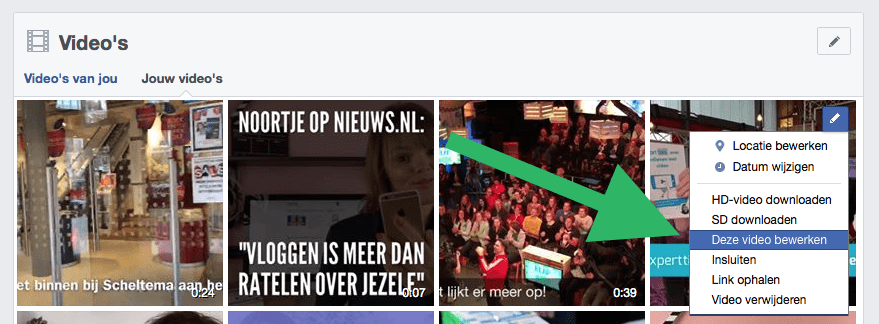 Ondertiteling toevoegen aan je Facebook video via je persoonlijke profiel stap 2