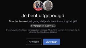 Facebook Live video met-2 personen melding die live kijker krijgt