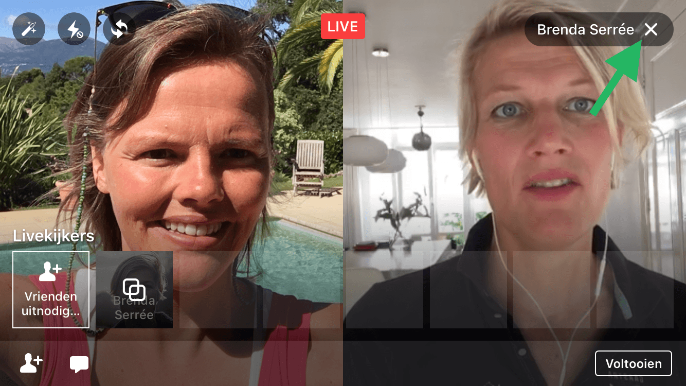 Facebook Live video met 2 personen nieuwe gast uitnodigen