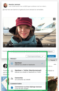 LinkedIn video delen via computer stap 2