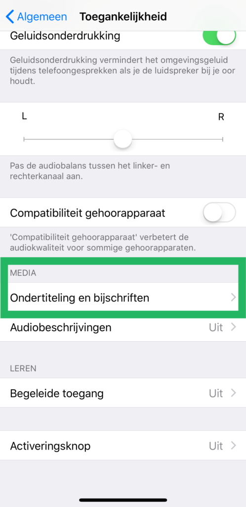 Ondertitels aanzetten op iPhone stap 2