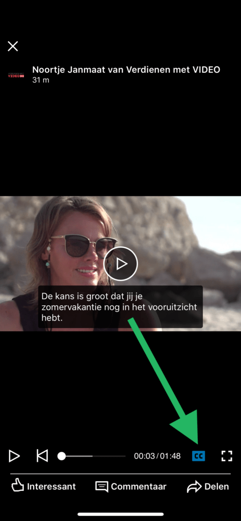 LinkedIn native video met ondertiteling weergave mobiele app