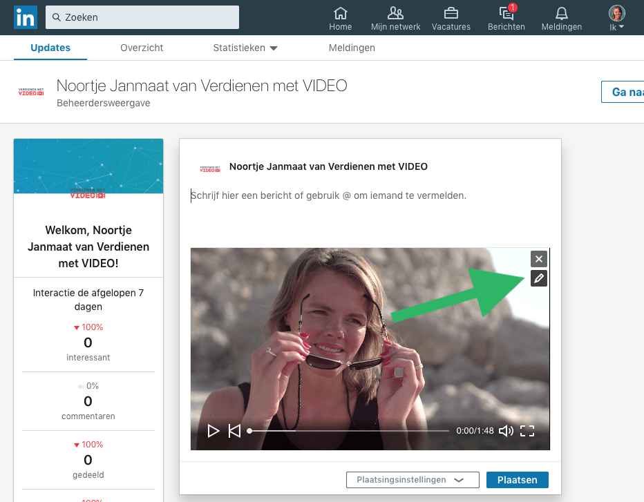 Ondertiteling LinkedIn native video toevoegen stap 2