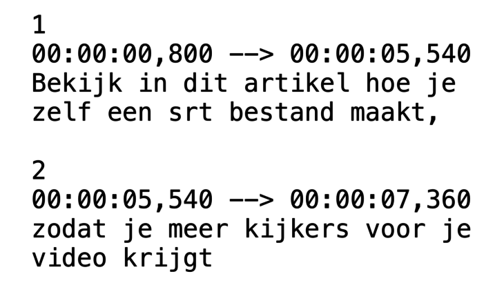 srt bestand maken voor ondertiteling van video