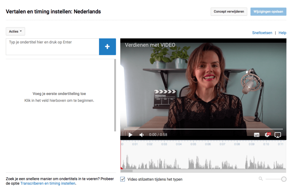 srt bestand maken via YouTube Nieuwe ondertiteling maken