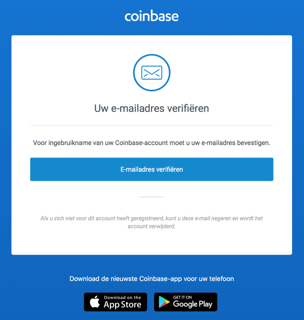 Coinbase account maken e-mailadres verifiëren