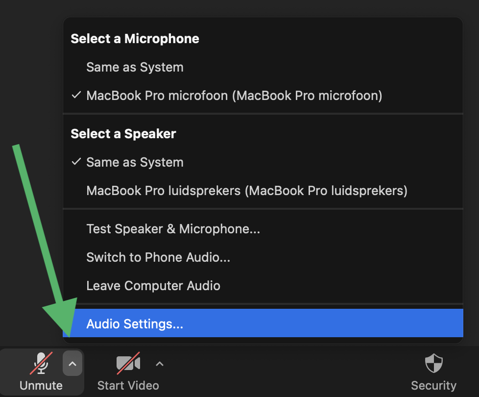 Zoom opname maken microfoon selecteren