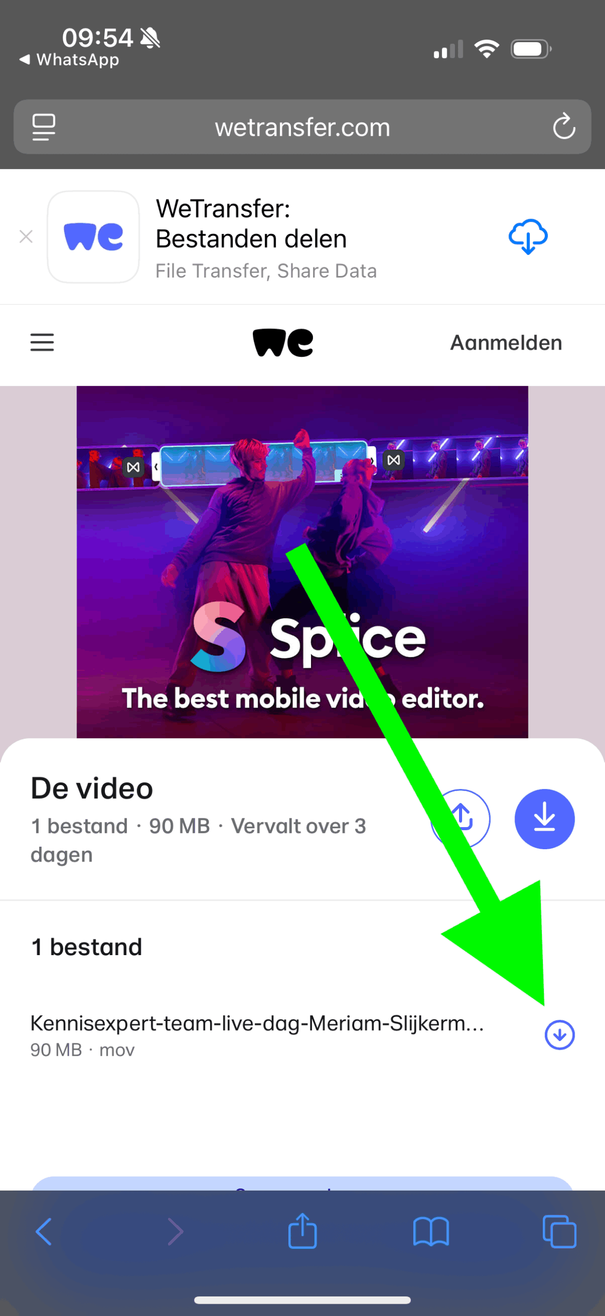WeTransfer Video downloaden op je telefoon stap 2