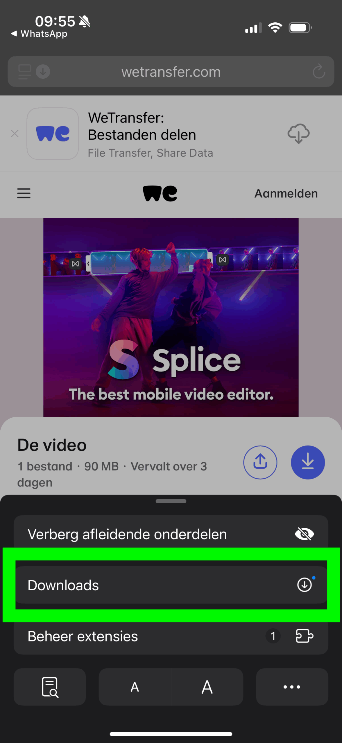 WeTransfer Video downloaden op je telefoon stap 5